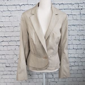 Lane Bryant Beige Plaid Jacket with Peplum Waist